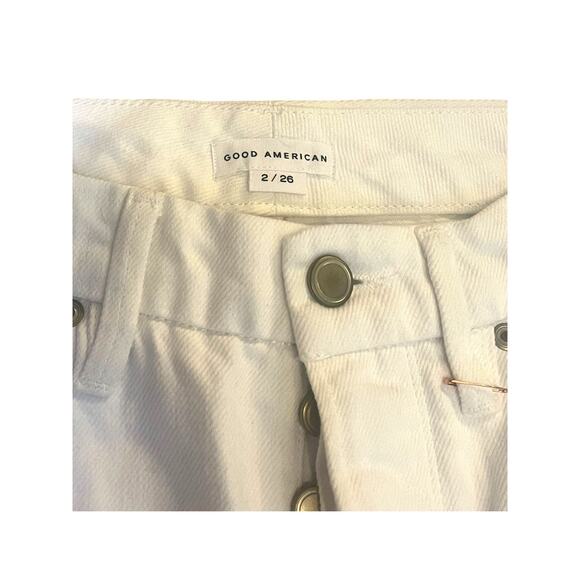 Good American Good Boy Ankle Wrap Pants White Denim Curvy Jeans | Sz 2 / 26 NEW! - Picture 7 of 12